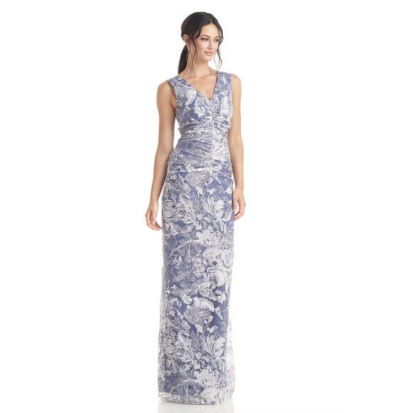 NWT JS Collections Maddison V-Neck Column Gown Size 12 - Picture 3 of 16